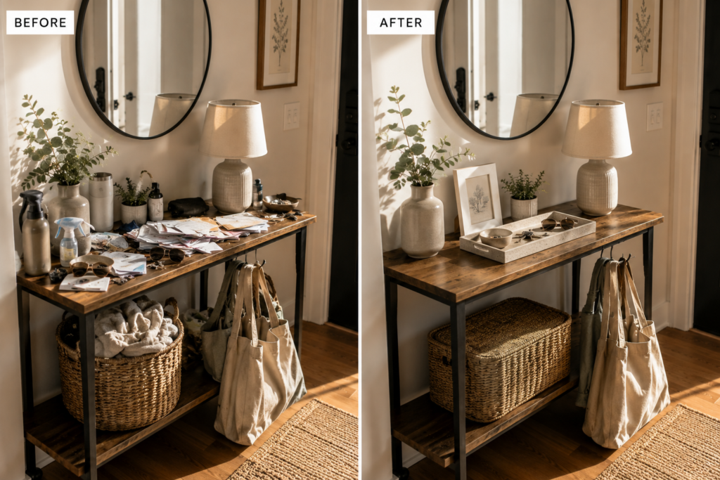 Before and after well organized entry
