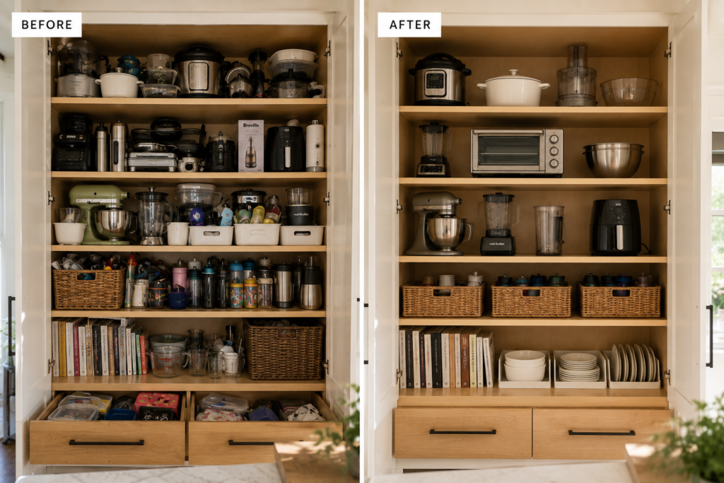 before and after kitchen organization