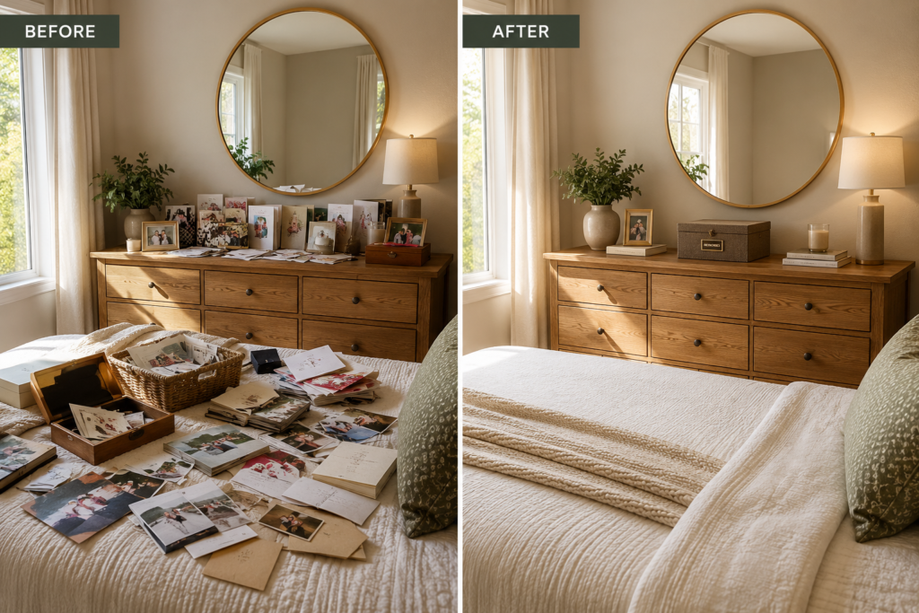 before and after organizing memories and photos