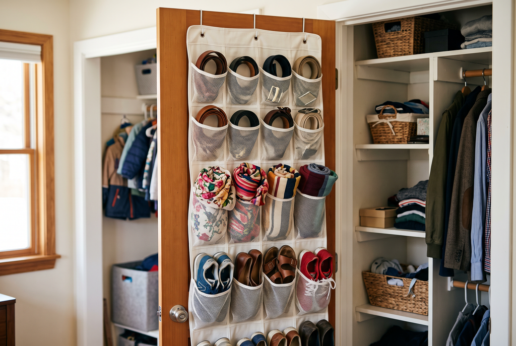Using closet door storage in a small closet