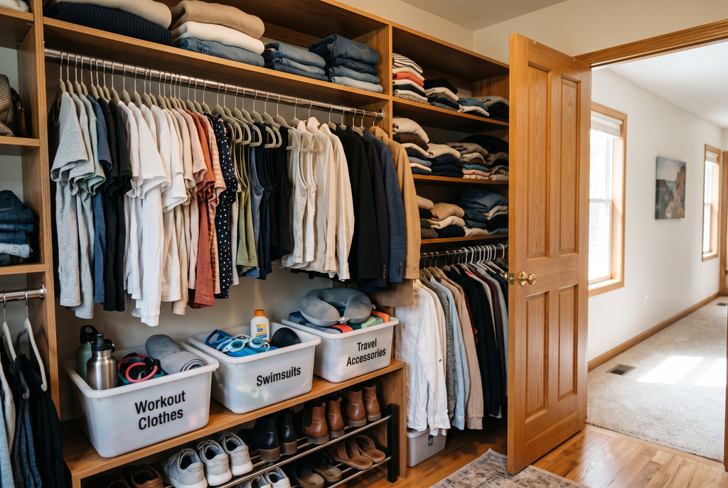 Organized storage bins with clear categories